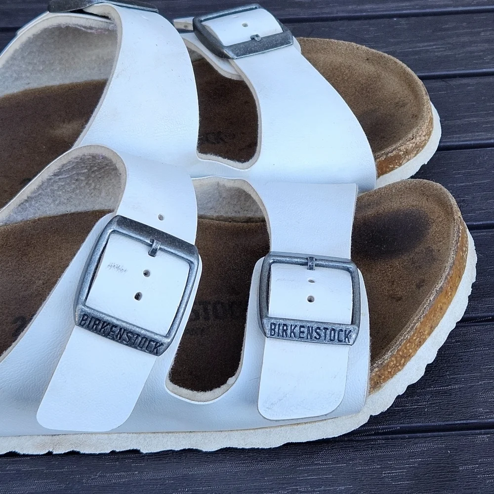 Birkenstock Arizona Kids White Sandals Shoes Kids Girls Size 28